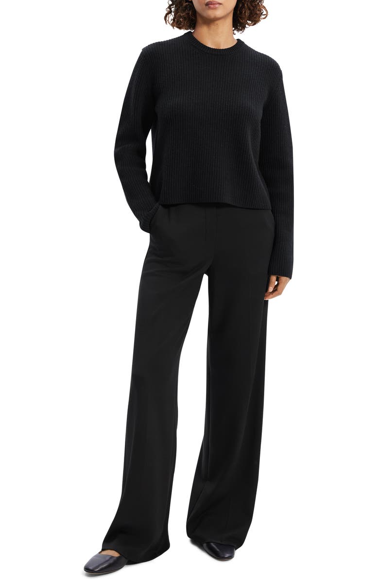 Theory Boxy Felted Wool & Cashmere Rib Sweater, Alternate, color, 