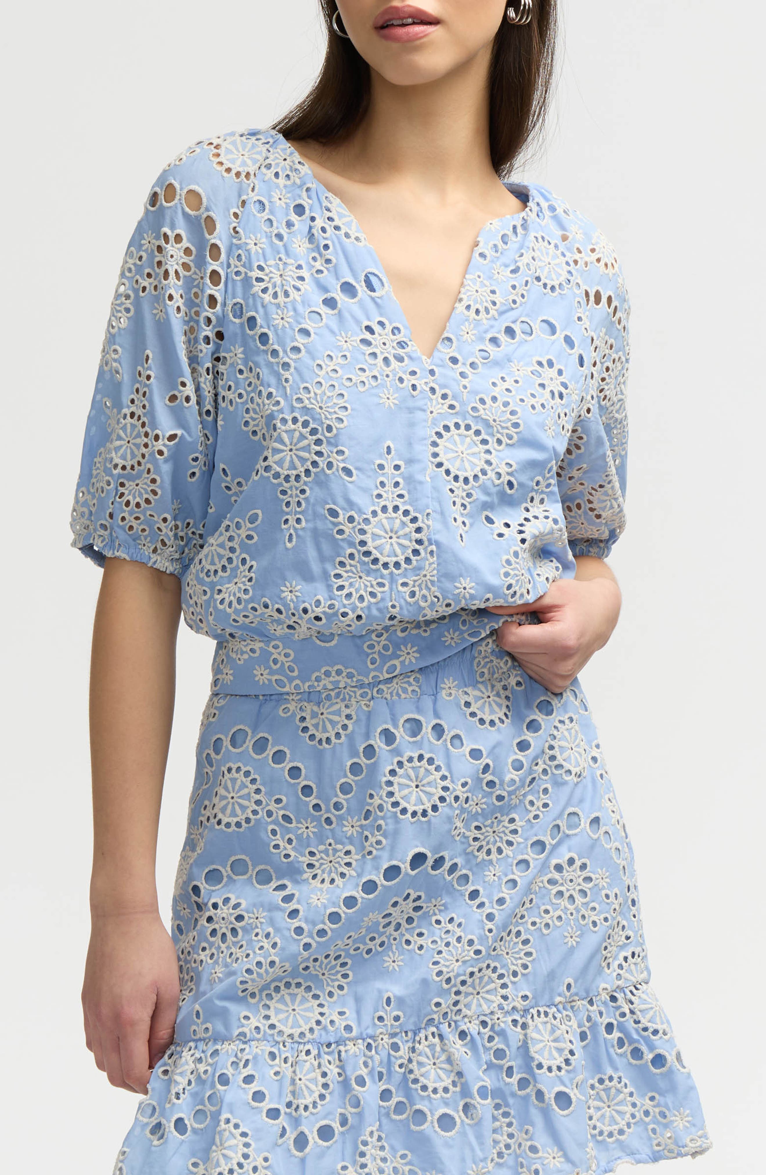 NVLT Eyelet Puff Sleeve Top