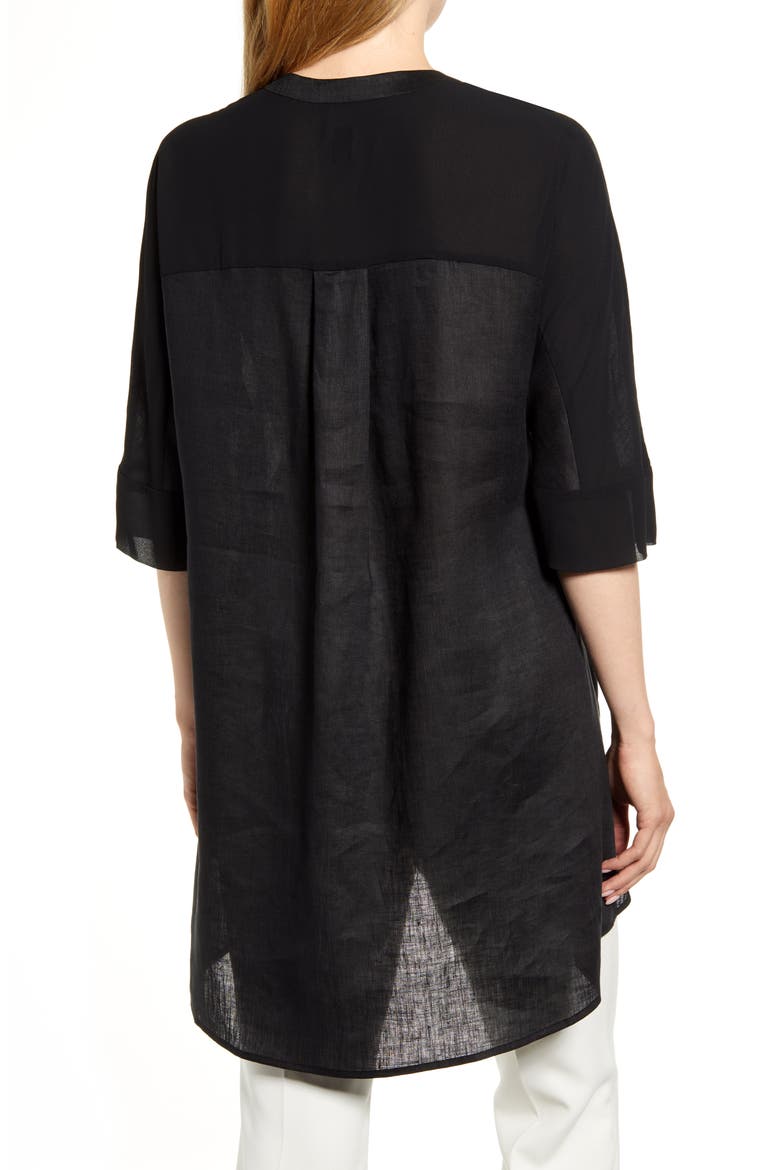 Asymmetrical Hem Linen Tunic Top, Alternate, color, ANNE BLACK