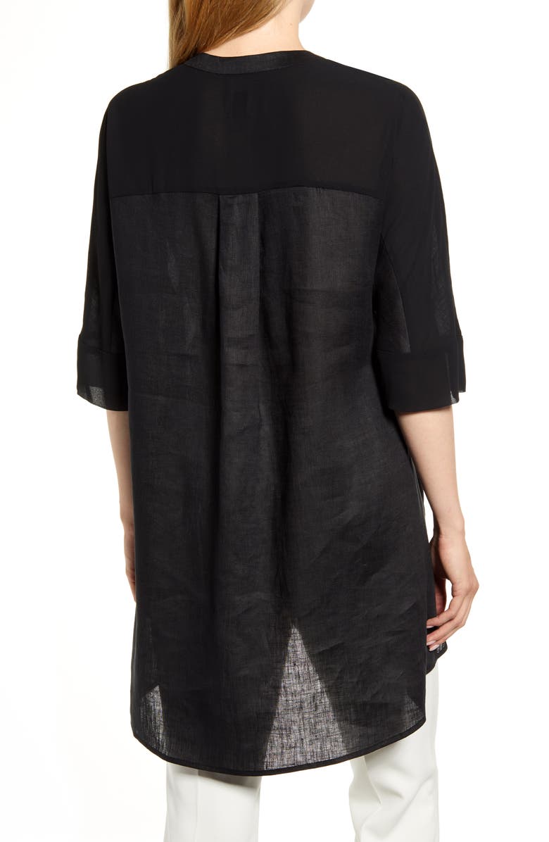 Anne Klein Asymmetrical Hem Linen Tunic Top, Alternate, color,