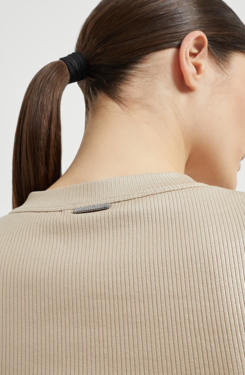 Brunello Cucinelli Sparkling jersey T-shirt, Alternate, color, Sand