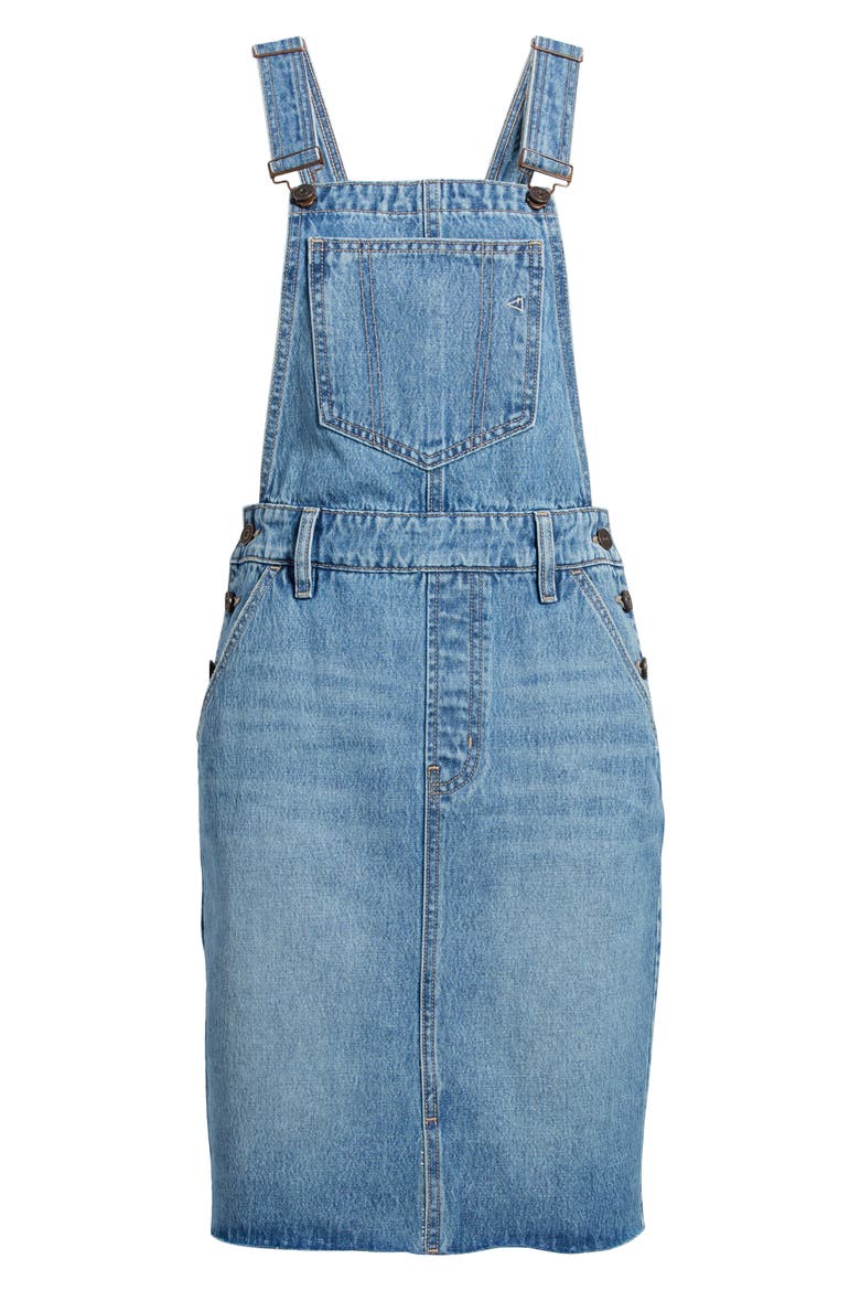 Midi Denim Overall Dress, Alternate, color, MEDIUM WASH