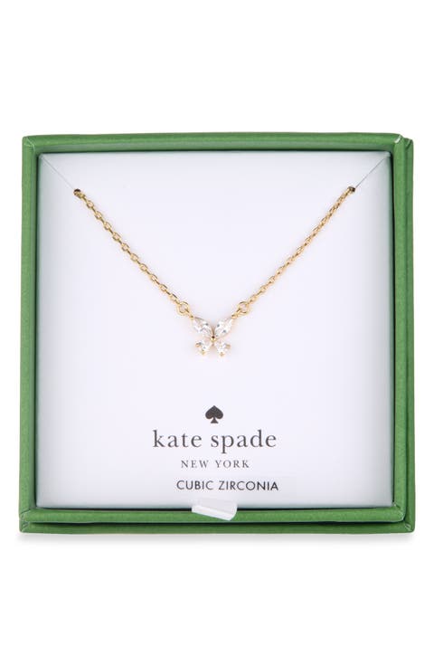 cubic zirconia mini butterfly pendant necklace