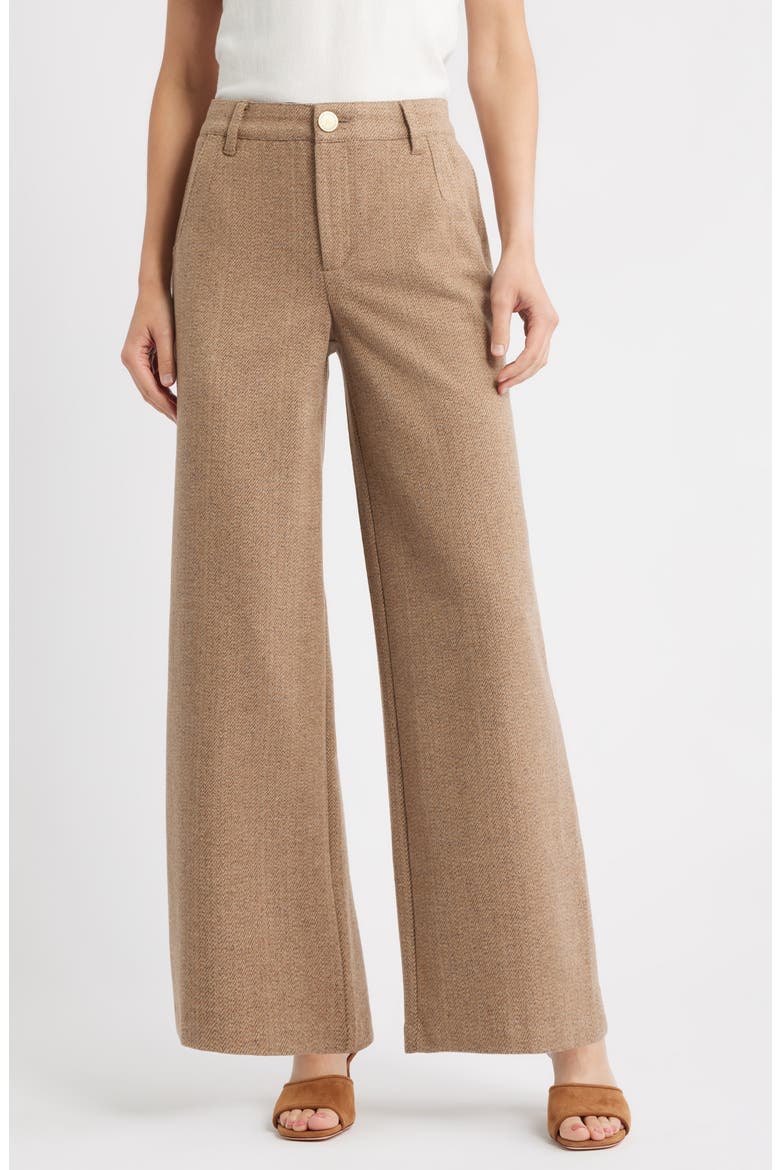 Whitney Skyrise Flat Front Wide Leg Pants, Main, color, PEANUT BUTTER MULTI