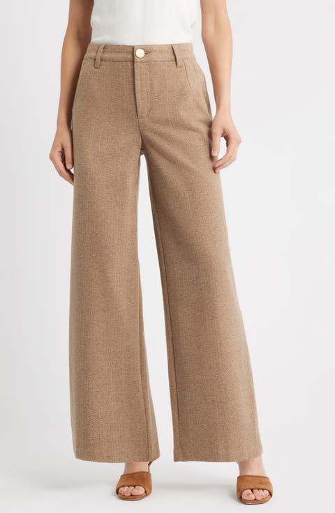 Whitney 'Ab'Solution Skyrise Flat Front Wide Leg Pants (Regular & Petite)