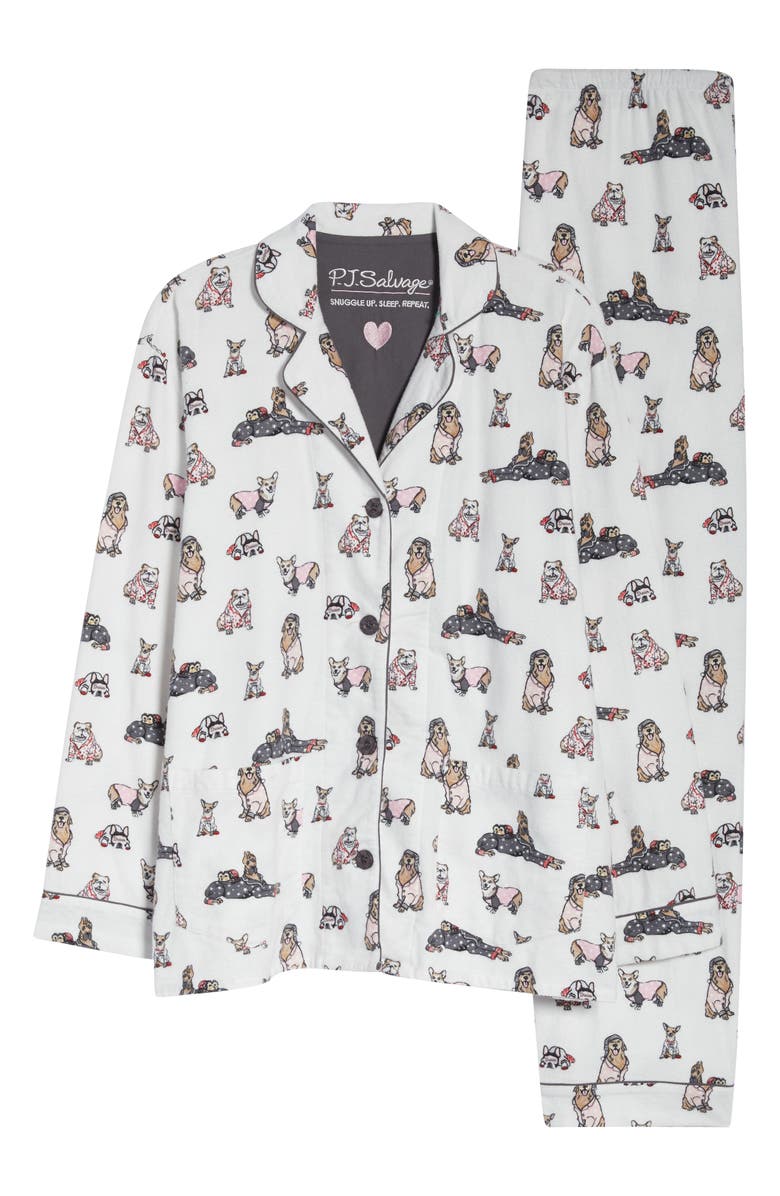 PJ Salvage Print Flannel Pajamas, Alternate, color, 
