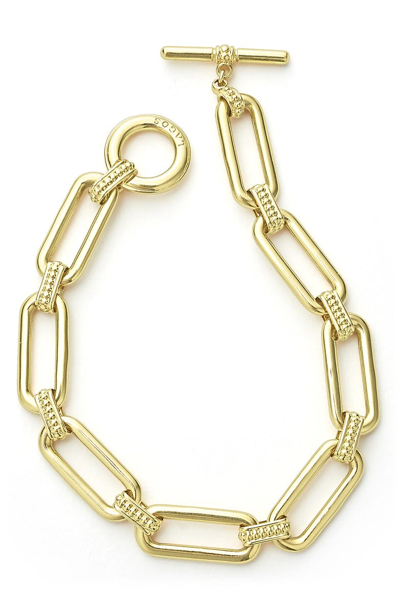 LAGOS Signature Caviar Smooth Link Toggle Bracelet, Alternate, color, Gold