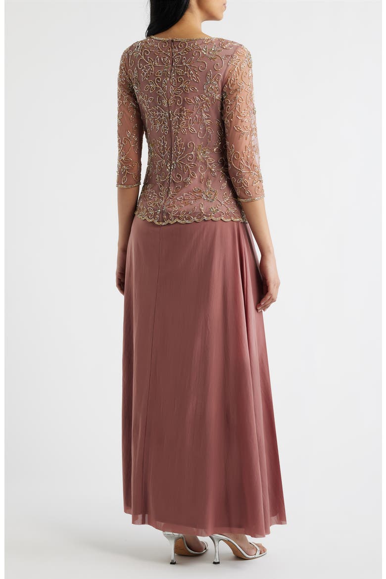 Beaded Bodice Satin Gown, Alternate, color, ROSE