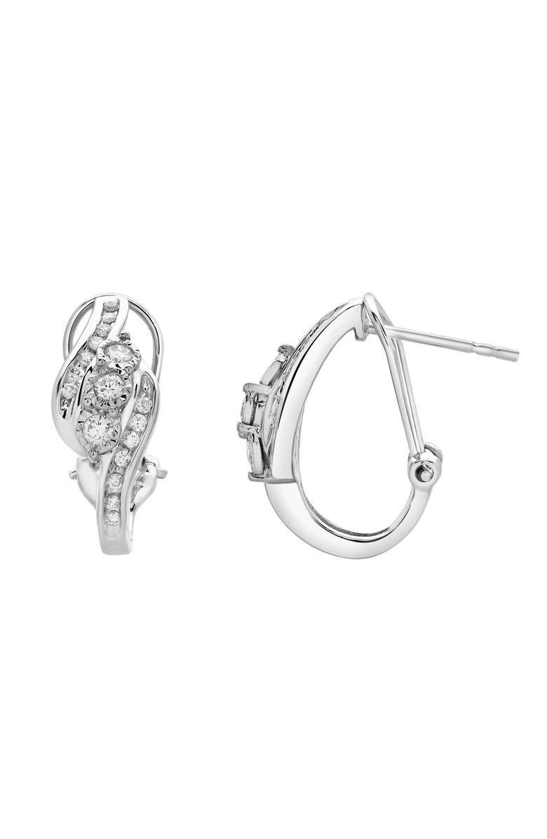 LuvMyJewelry Peonelle Cluster Diamond Huggie Hoop Earrings in 14K Gold, Main, color, 