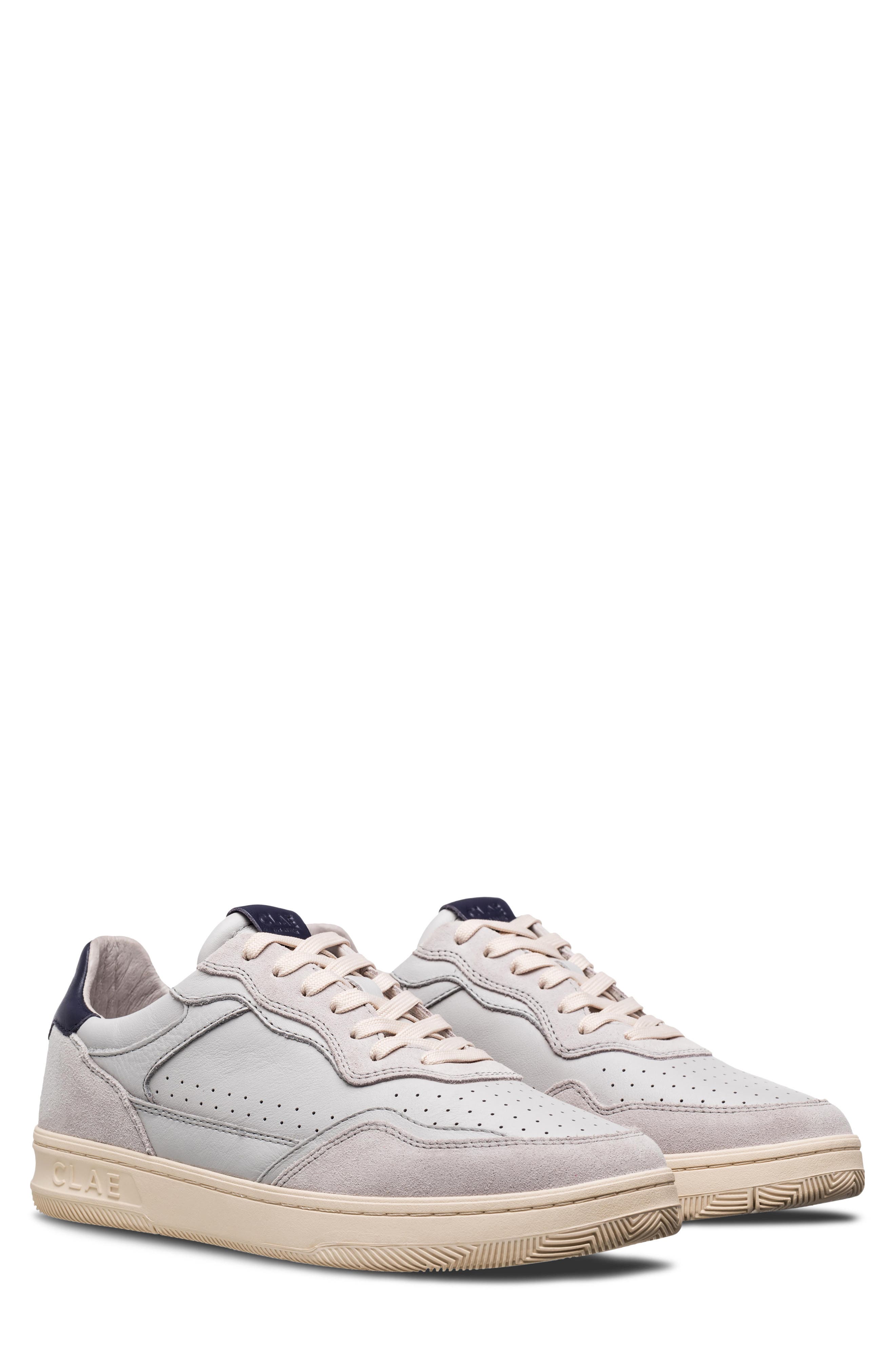 CLAE Haywood Low Top Leather Sneaker, Main, color, Quiet Grey Leather Navy