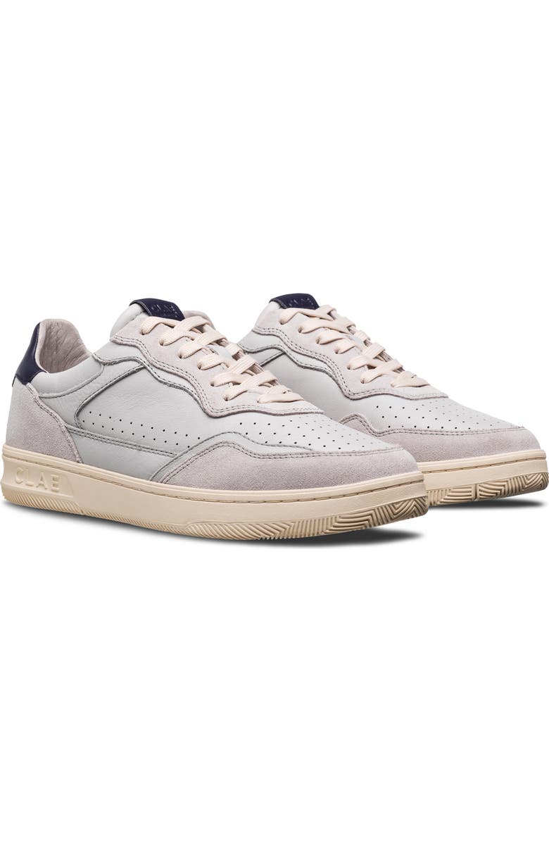 CLAE Haywood Low Top Leather Sneaker, Main, color, Quiet Grey Leather Navy