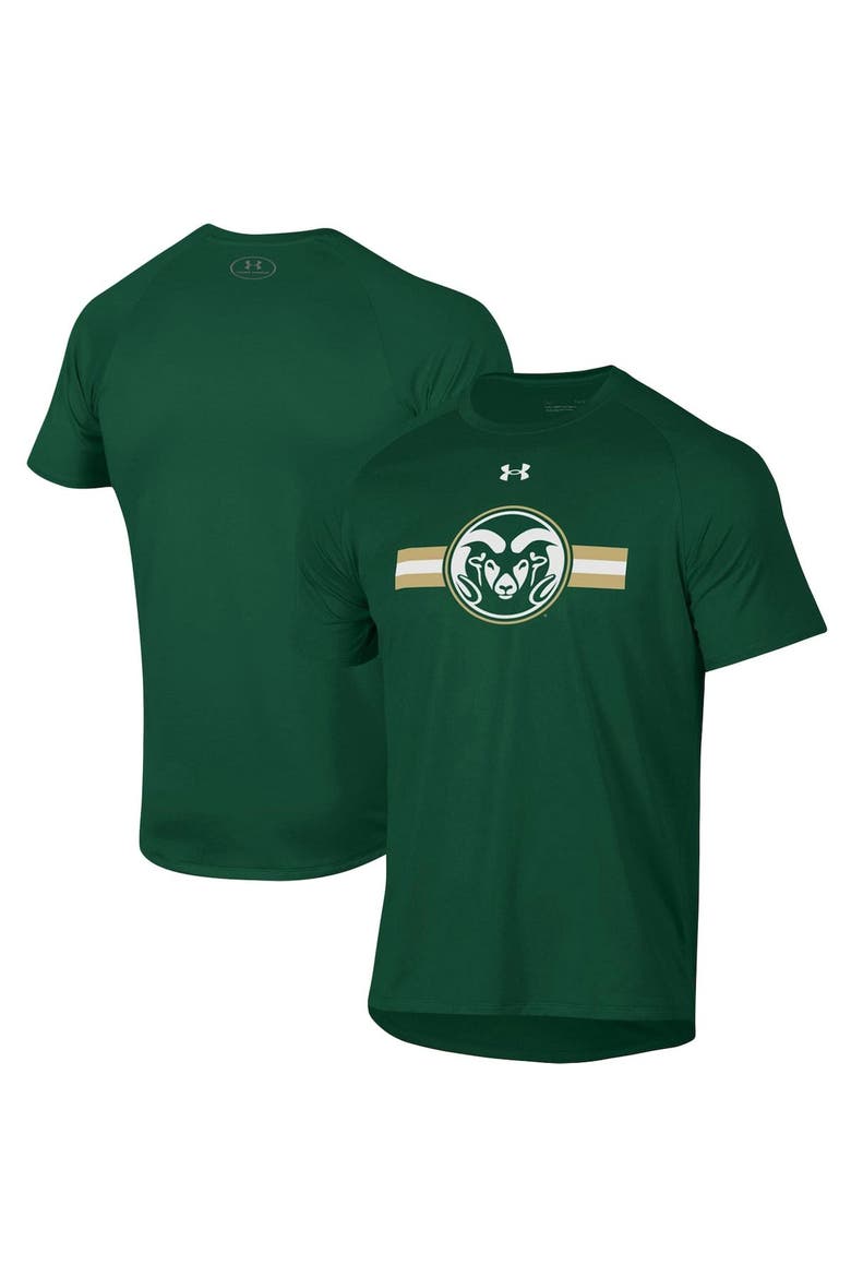 Men's Under Armour Green Colorado State Rams Logo Stripe Performance Raglan T-Shirt, Main, color, Green