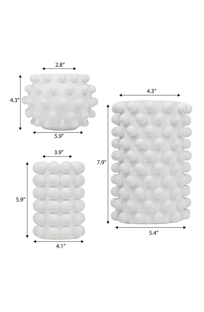 JONATHAN Y Maren Modern Minimalist Handmade Concrete Bubble Cylinder and Round Planter Set, Alternate, color, White