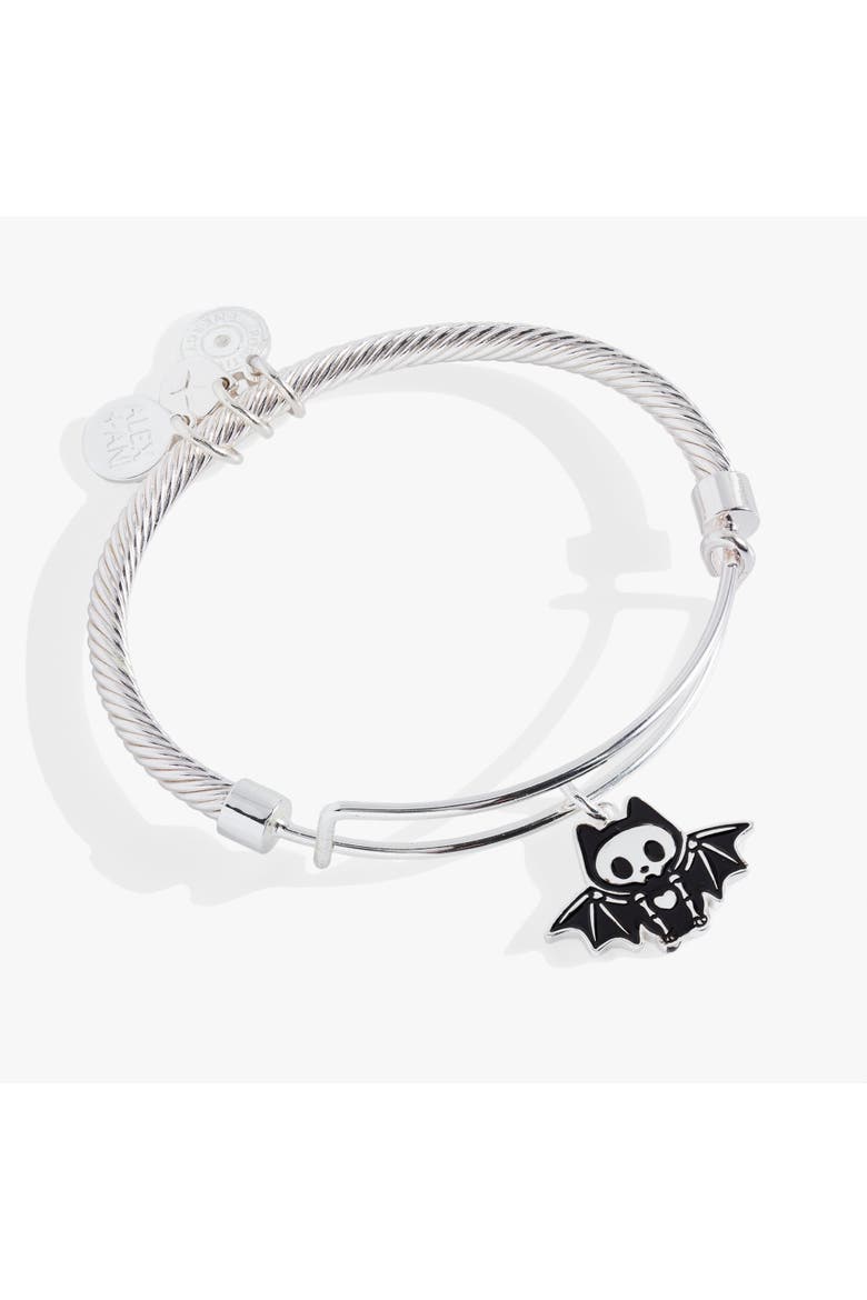 Bat Skeleton Bangle Bracelet, Main, color, Silver
