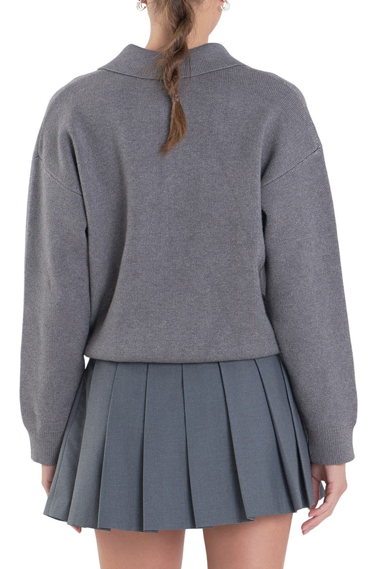 Argyle Polo Sweater, Alternate, color, GREY