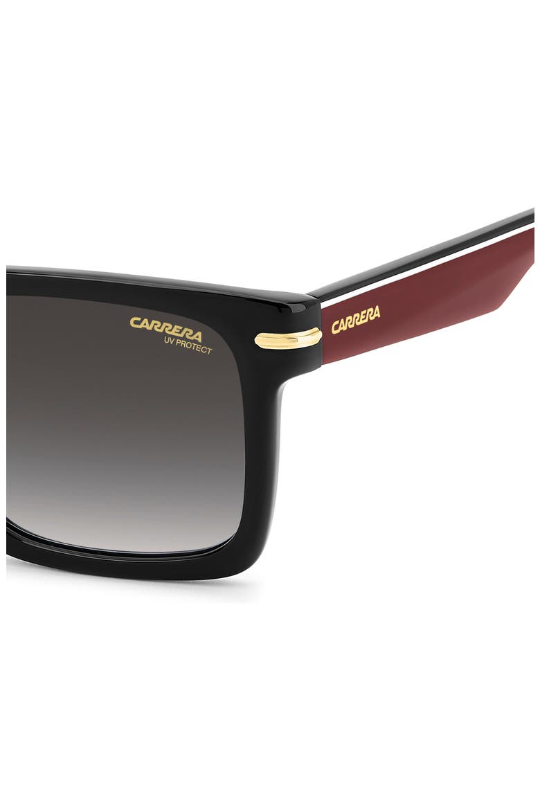 55mm Gradient Rectangular Flat Top Sunglasses, Alternate, color, BLACK RED/ DARK GREY SF