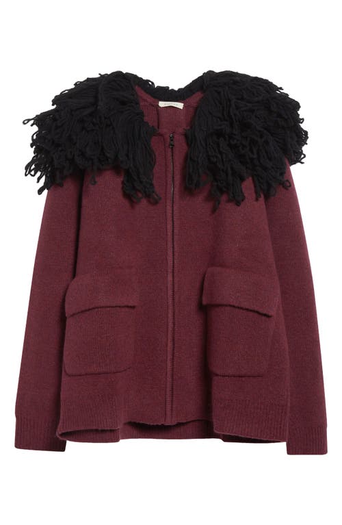 Diotima Fringed Merino Wool Bomber Jacket In Burgundy