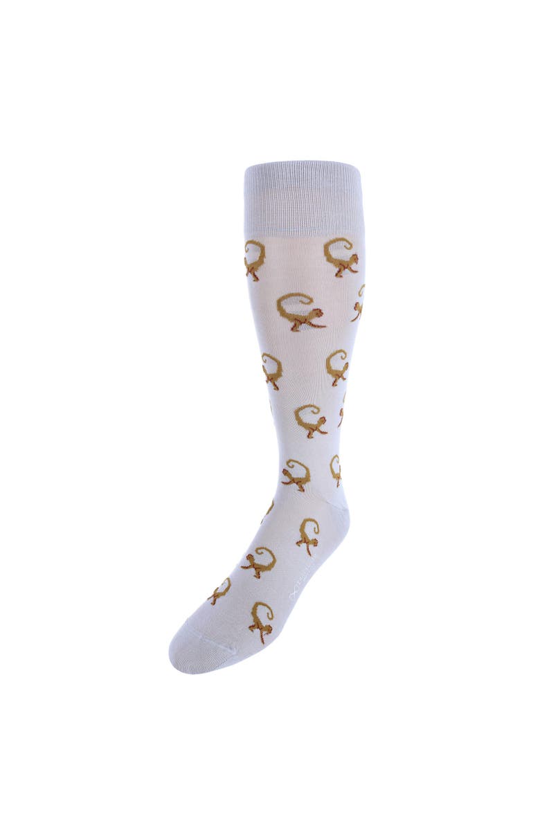 Trafalgar Caesar Monkey Mid-Calf Mercerized Cotton Socks, Main, color, 
