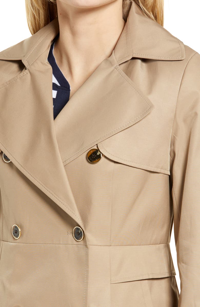 Via Spiga Water Repellent Hooded Cotton Blend Trench Coat, Alternate, color,