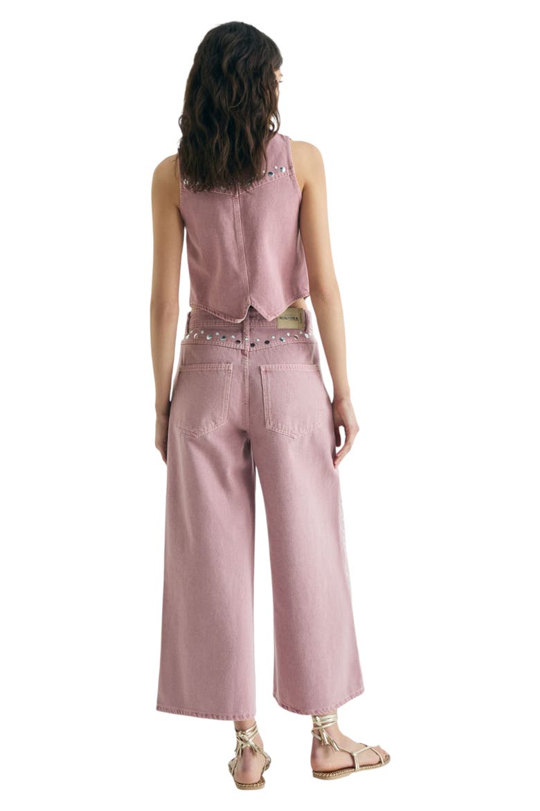 Jeans Culotte Studs, Alternate, color, Lightpink