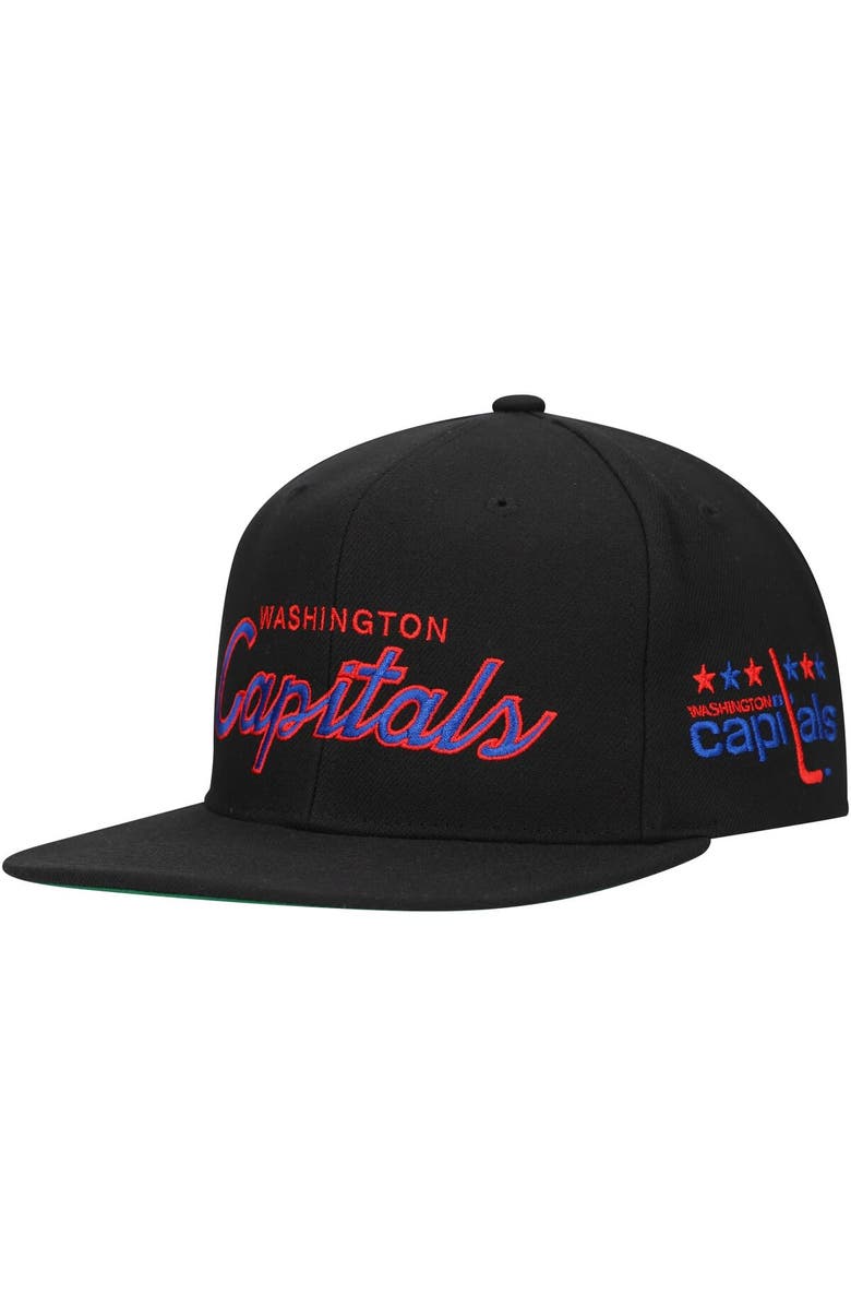 Mitchell & Ness Men's Mitchell & Ness Black Washington Capitals Core Team Script 2.0 Snapback Hat, Main, color, Black