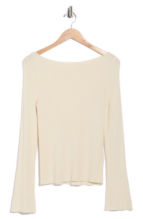Leith Boat Neck Flare Sleeve Sculpt Sweater In White