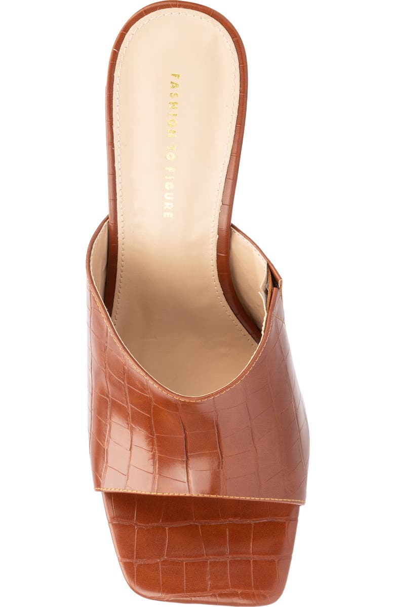 Fashion to Figure Raina Croc Embossed Wedge Sandal - Wide Width, Alternate, color, Cognac