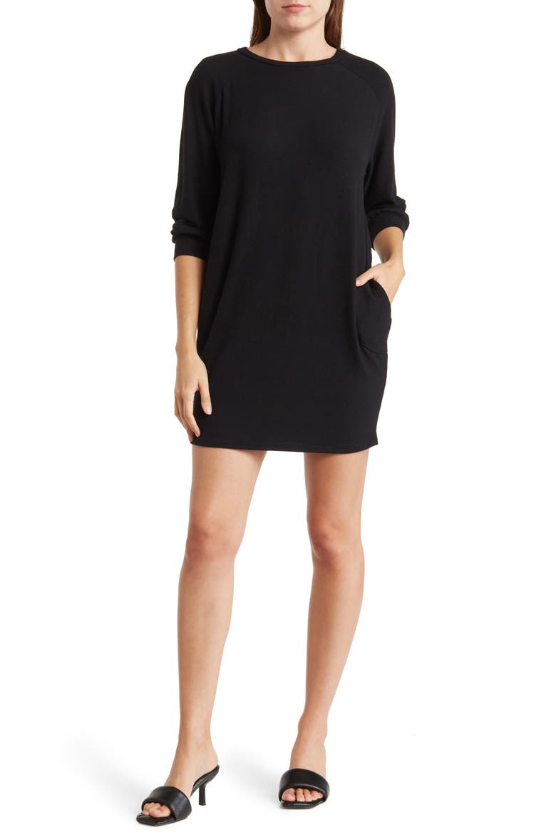 Relax With Me Sweater Dress, Main, color, BLACK