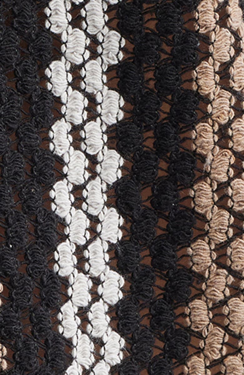 Percival Wade Openwork Stripe Camp Shirt, Alternate, color, Black