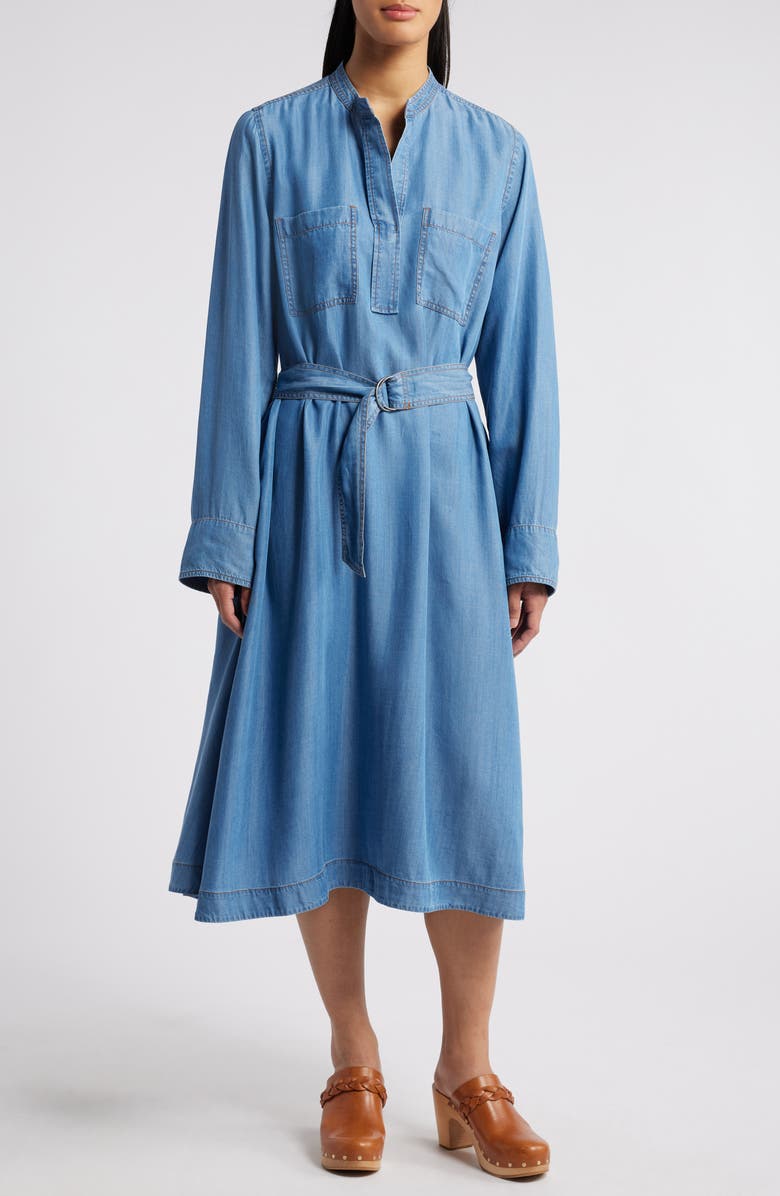 Caslon<sup>®</sup> Long Sleeve Chambray Dress, Alternate, color,