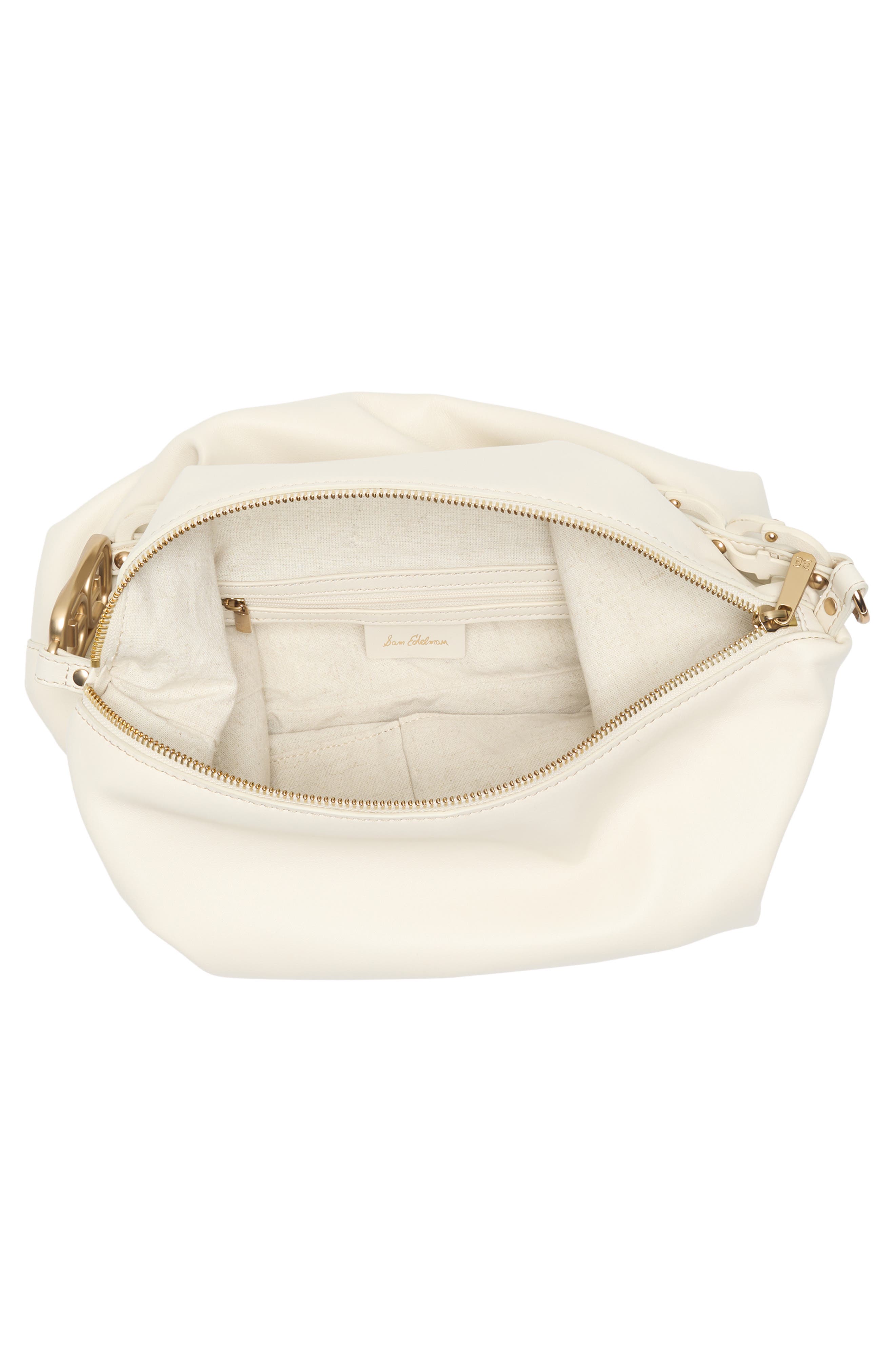 Sam Edelman Marilyn Chain Link Leather Shoulder Bag, Alternate, color, Ivory