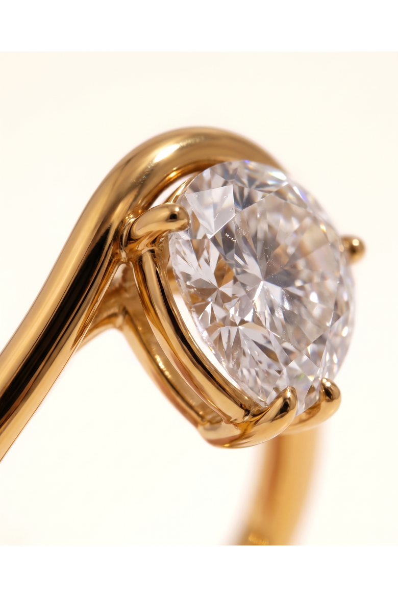 Cubic Zirconia Solitaire Ring, Alternate, color, Gold