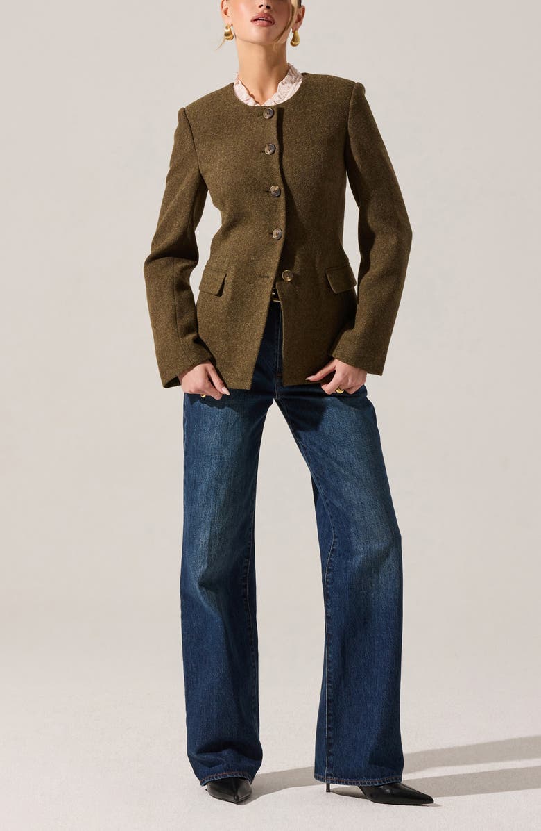 ASTR the Label Bellmere Herringbone Tweed Jacket, Alternate, color, Olive