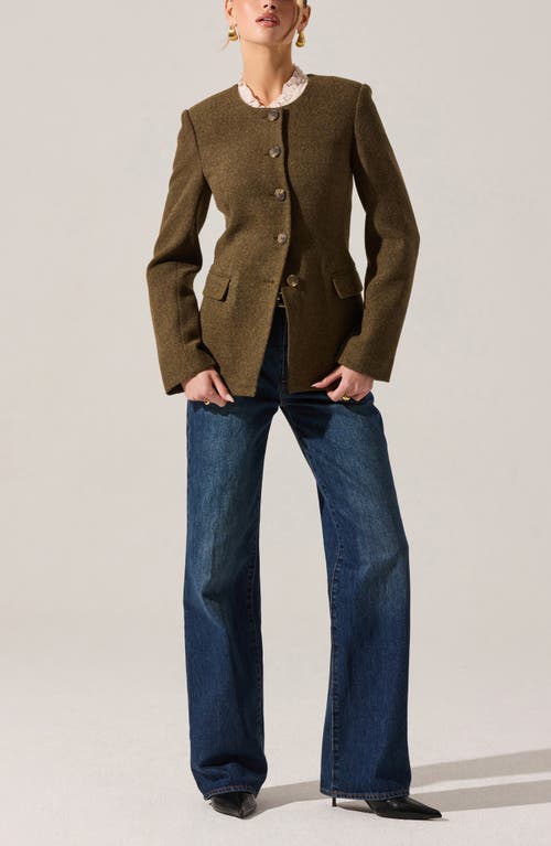 Astr The Label Bellmere Herringbone Tweed Jacket In Green