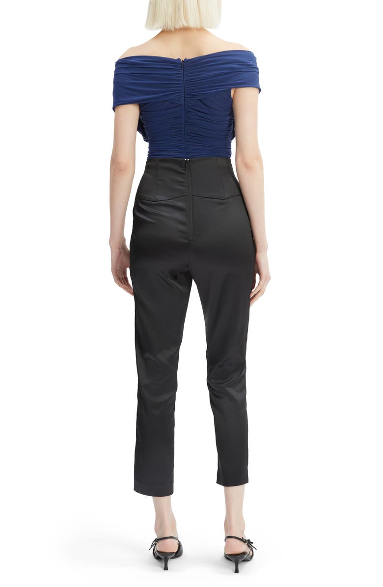 Bardot Vespera Off the Shoulder Mesh Bodysuit, Alternate, color, Royal Blue