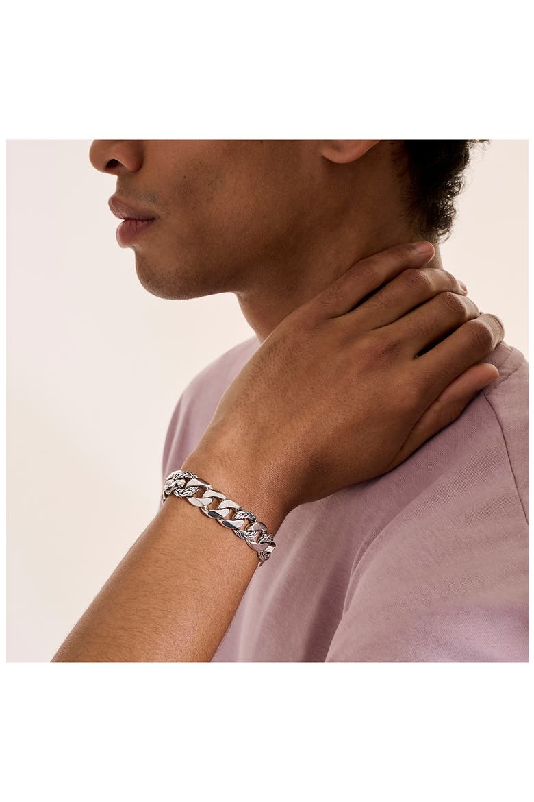 Curb Bracelet, 14mm, Alternate, color, SILVER