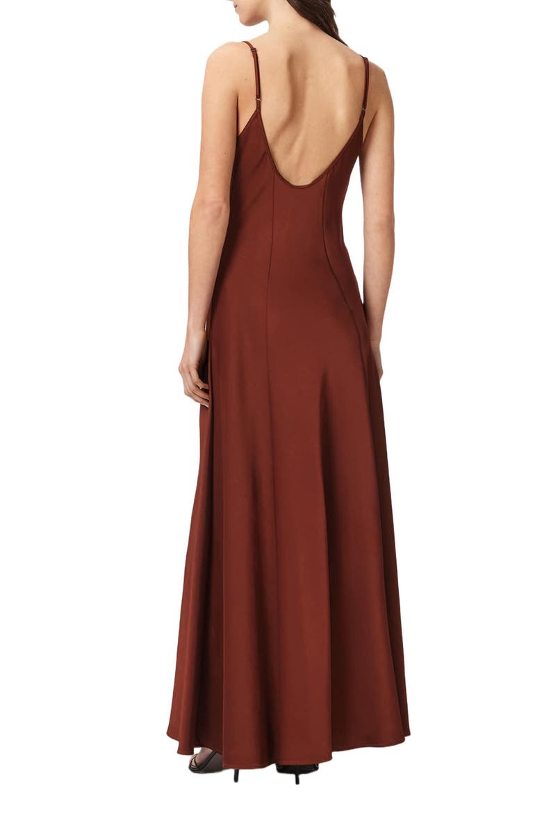 Irina Satin Maxi Slipdress, Alternate, color, RUST BROWN