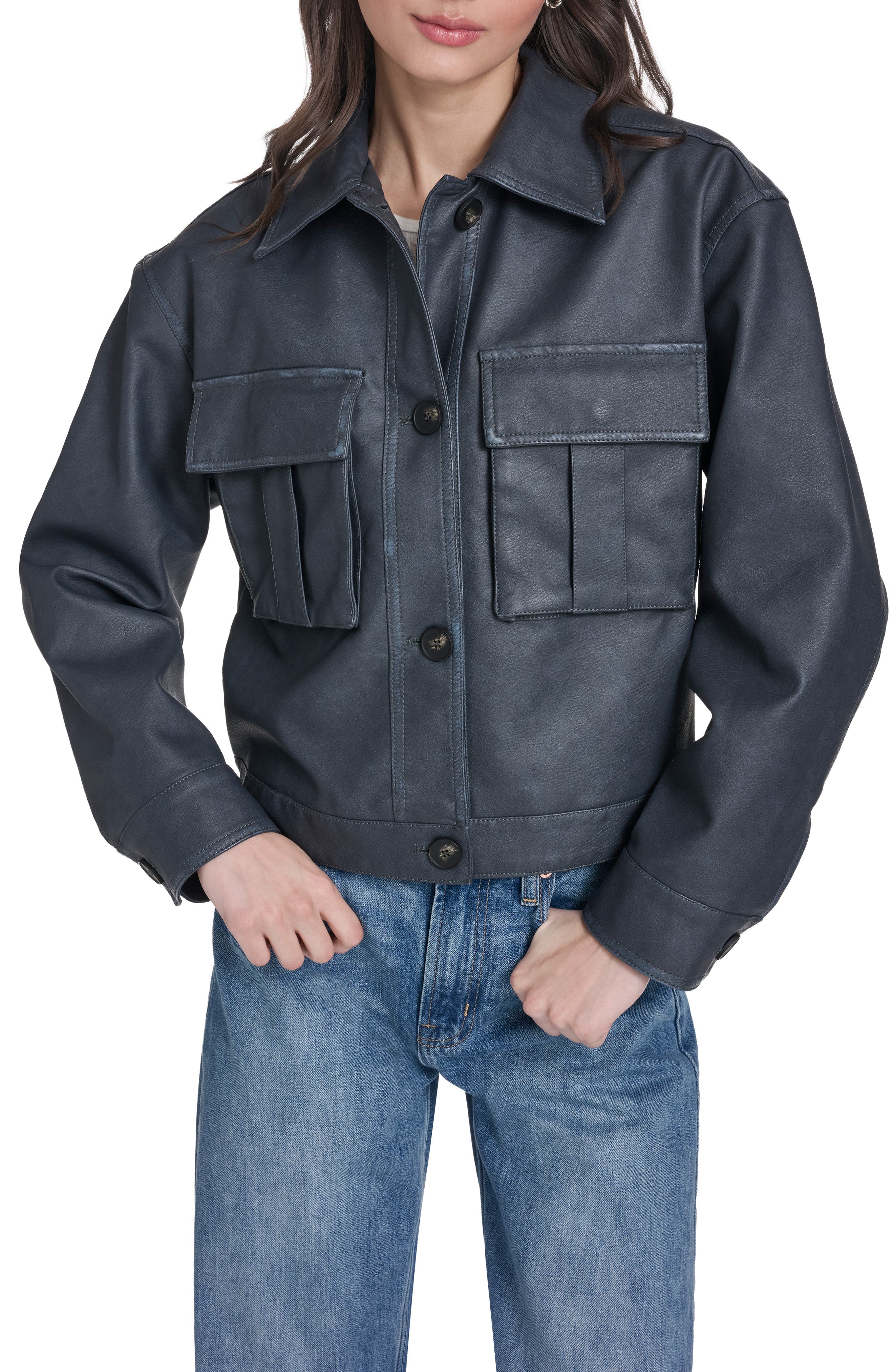 Faux Leather Shirt Jacket - image 3
