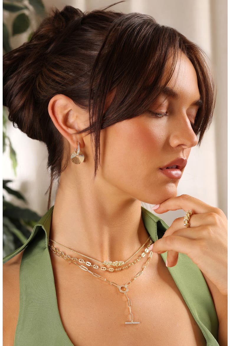 Dolce Sole Fluted Round Drop Huggie Hoop Earrings, Alternate, color, GOLD