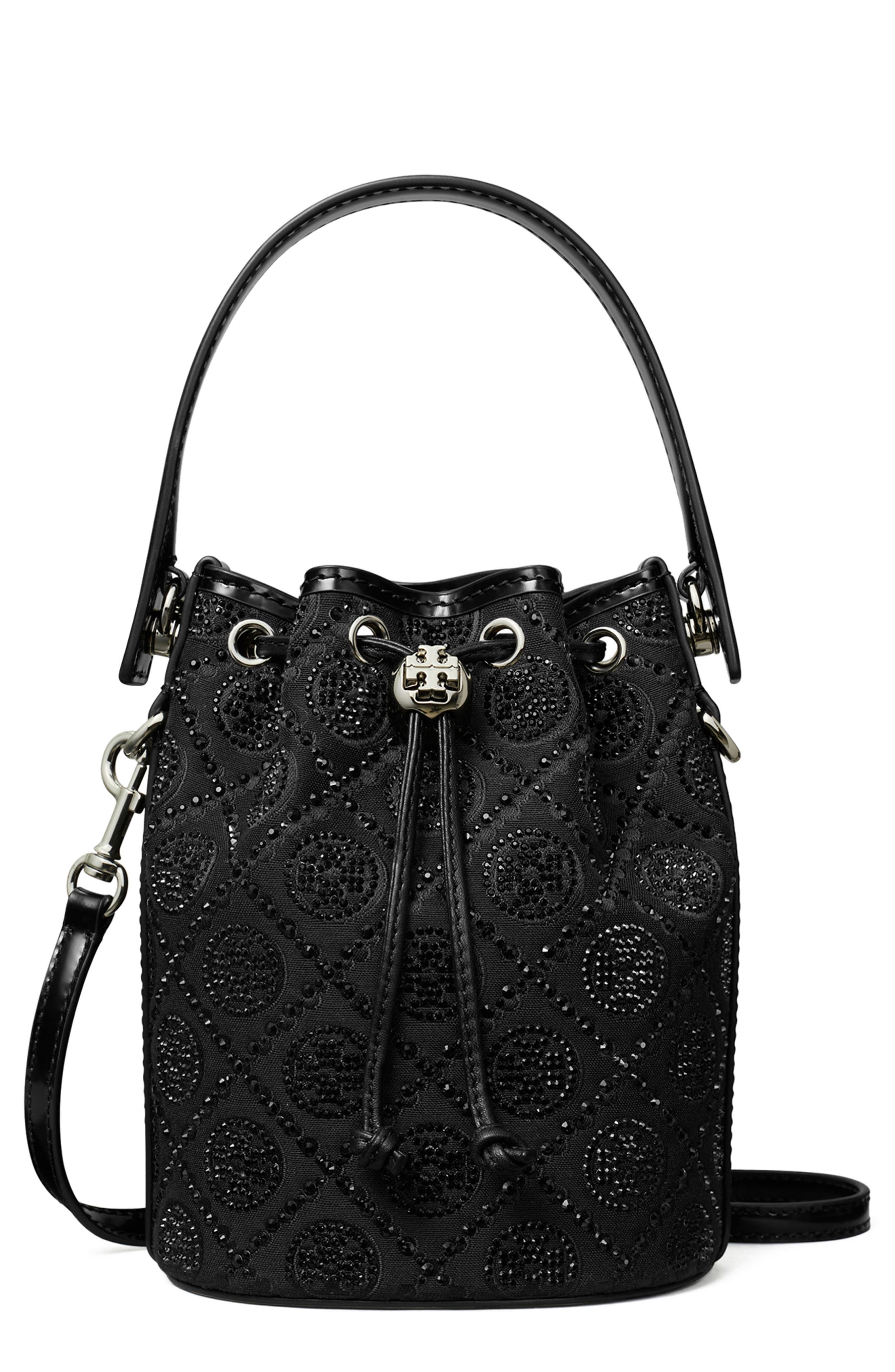 Tory Burch Mini T Monogram Hot Fix Bucket Bag, Main, color, 