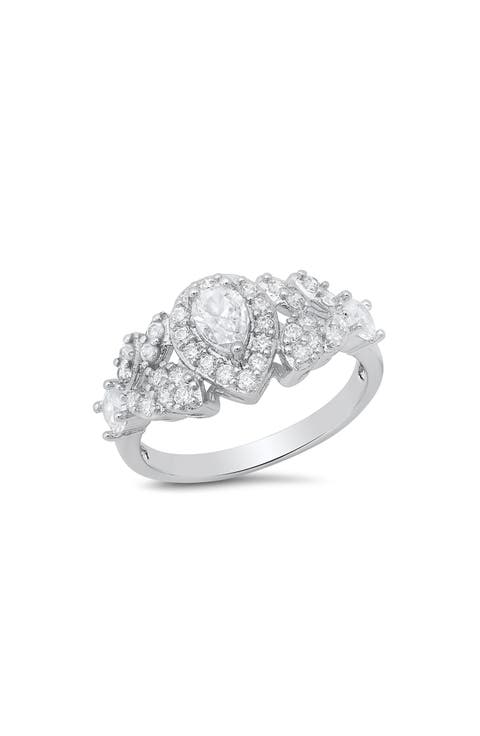 Pear Shape Cubic Zirconia Engagement Ring
