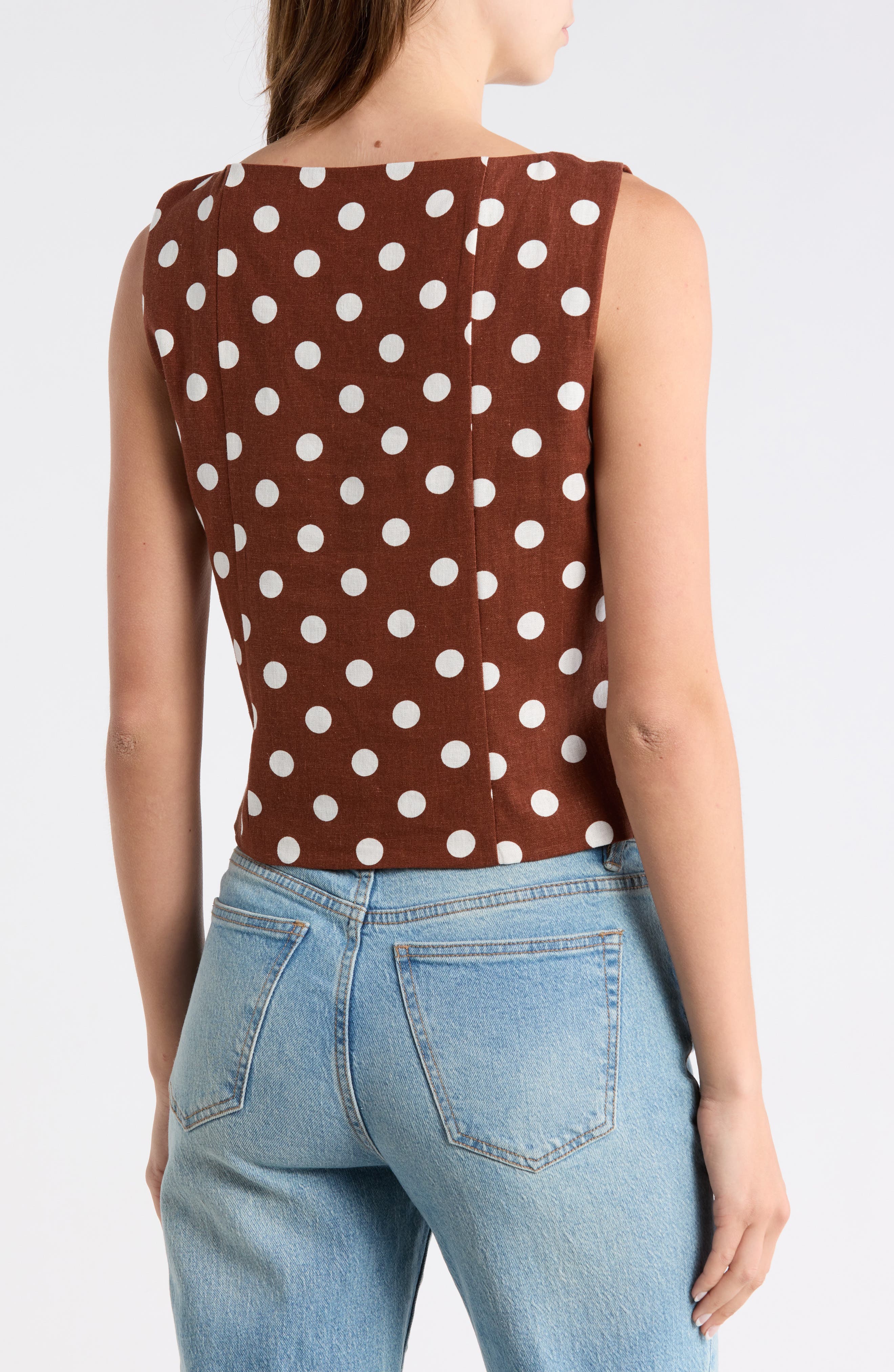 Polka Dot Linen Blend Tank - image 4