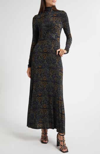 Koa Allover Print Long Sleeve Jersey Dress
