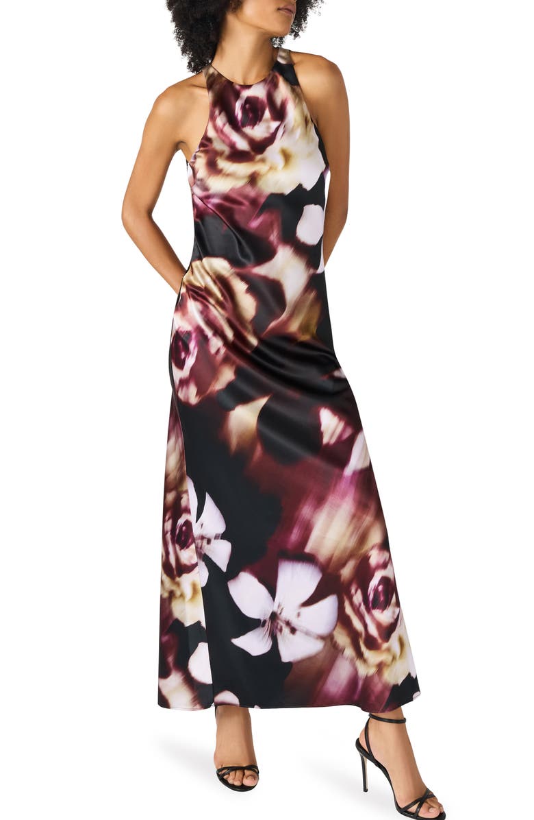 Steve Madden Jaidan Satin Scarf Maxi Dress, Main, color, Odyssey Floral
