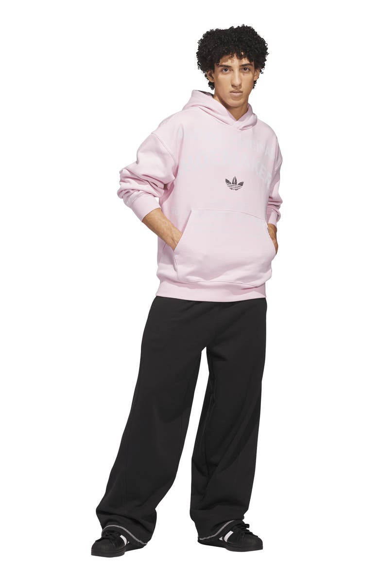 adidas Shoemaker Loose Fit Graphic Hoodie, Alternate, color, Clear Pink