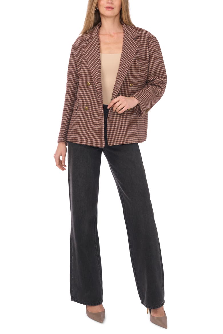 Plaid Double Breasted Blazer, Alternate, color, SESAME