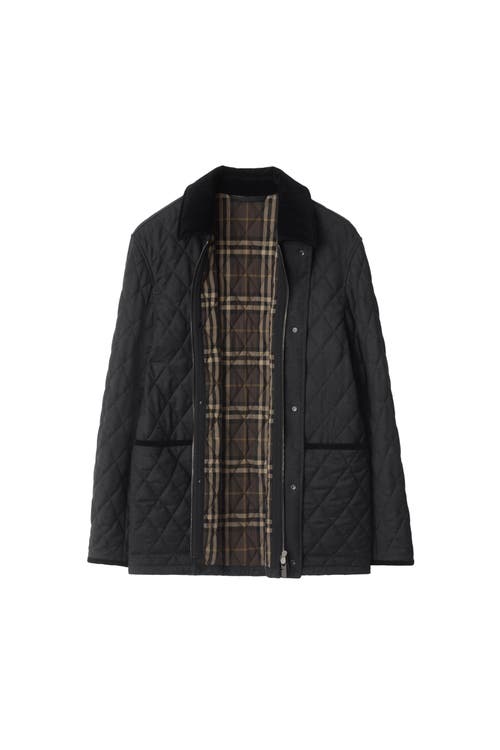 Burberry Quilted Wool Barn Jacket In Black
