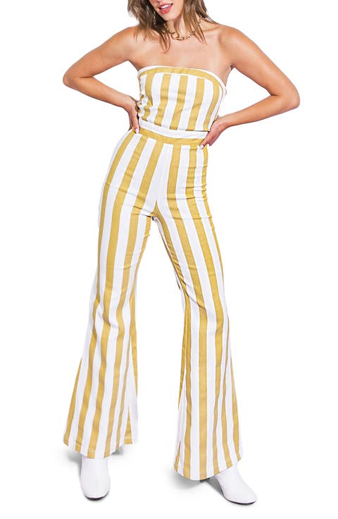 Striped Strapless Jumpsuit