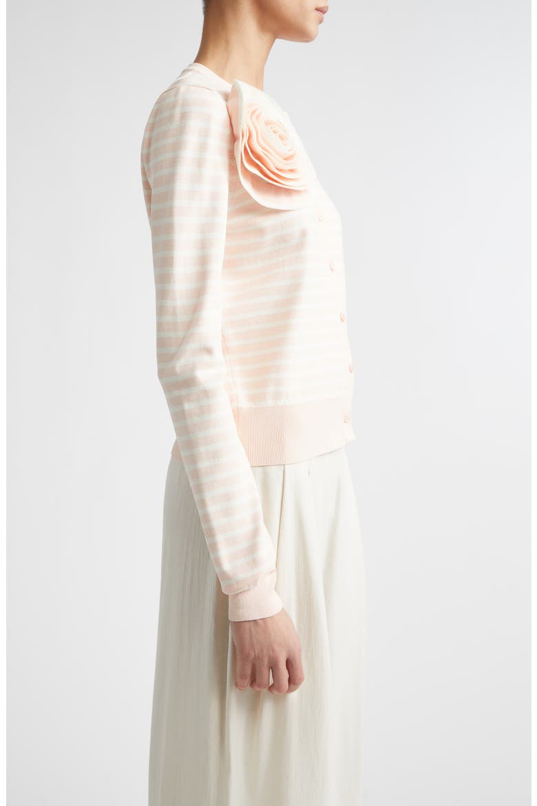 Rose Appliqué Stripe Cardigan, Alternate, color, BLUSH MULTI
