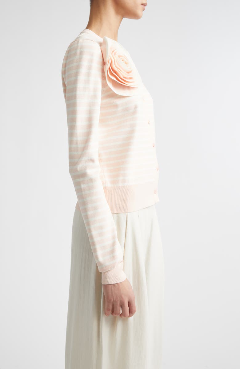 Lela Rose Rose Appliqué Stripe Cardigan, Alternate, color, Blush Multi
